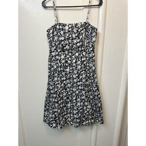 Ann Taylor Black White Floral Dress Spaghetti Strap Cotton Lined Women’s Sz‎ 6